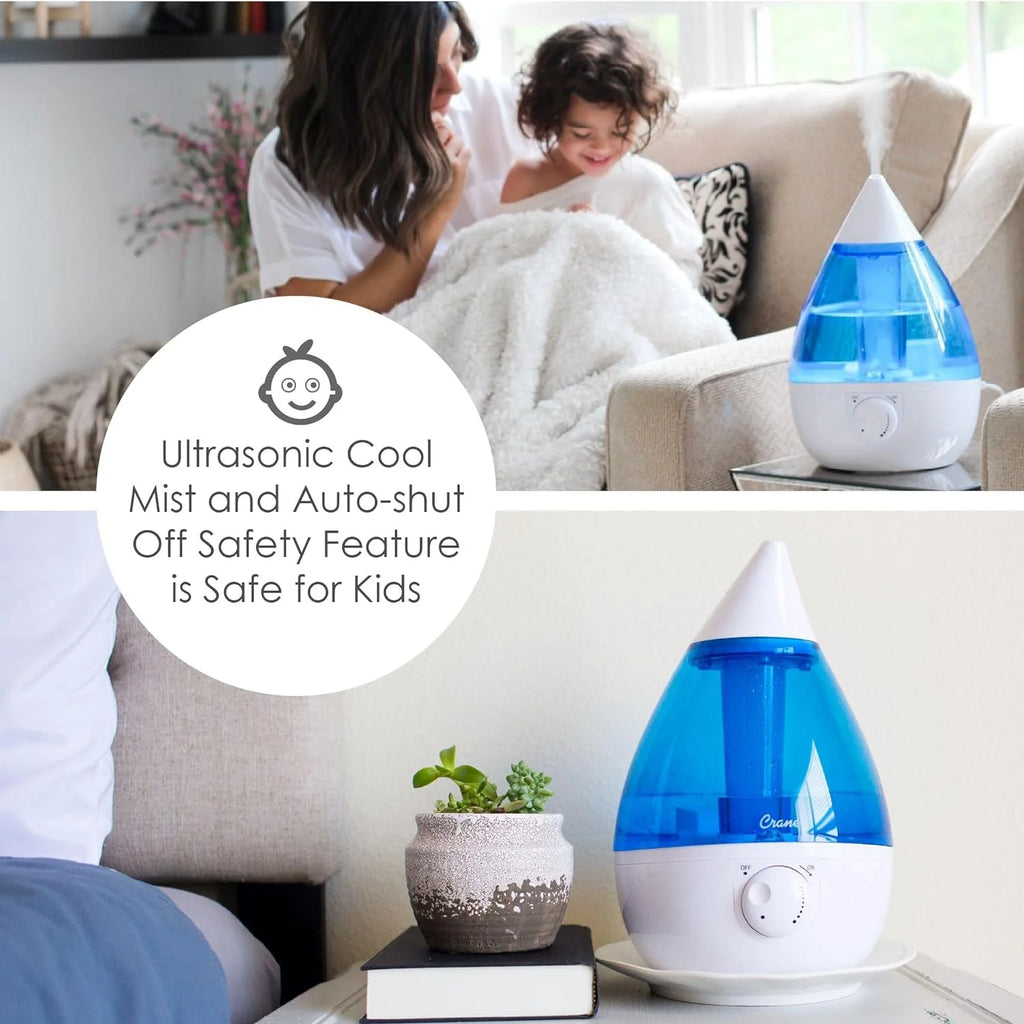 Crane - Drop Ultrasonic Cool Mist Humidifier Aqua - EE-5301B, Aqua